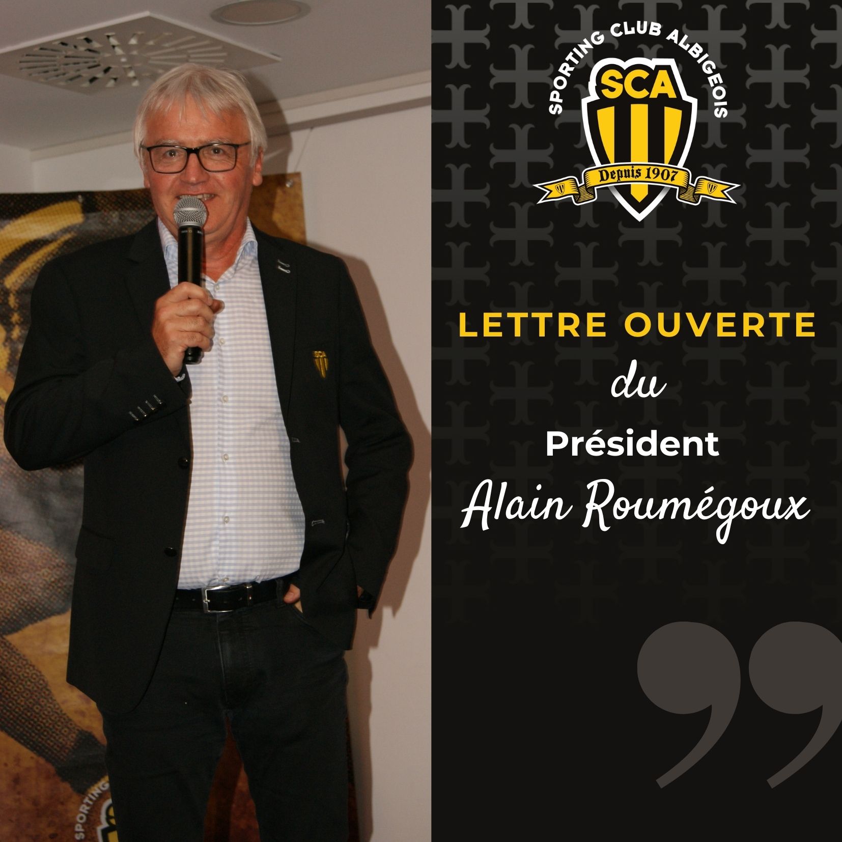 Lettre ouverte du Président Alain Roumégoux