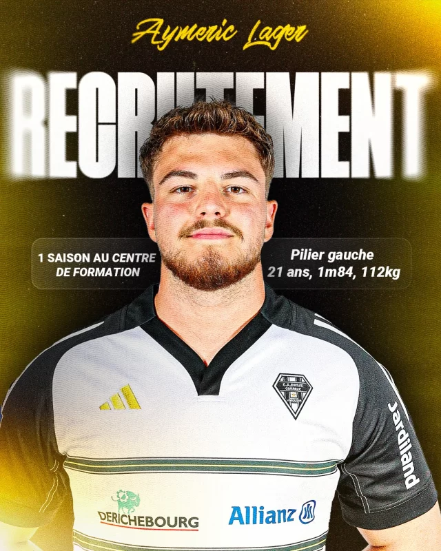 𝐍𝐎𝐔𝐕𝐄𝐋𝐋𝐄 𝐒𝐈𝐆𝐍𝐀𝐓𝐔𝐑𝐄 ✍🏻

Le Sporting Club Albigeois est heureux d’annoncer l’arrivée de 𝑨𝒚𝒎𝒆𝒓𝒊𝒄 𝑳𝒂𝒈𝒆𝒓 !

Formé à Brive en Pro D2, ce pilier gauche prometteur viendra renforcer notre centre de formation pour continuer sa progression sous les couleurs jaune et noir.

Bienvenue à Albi, Aymeric ! 🖤💛