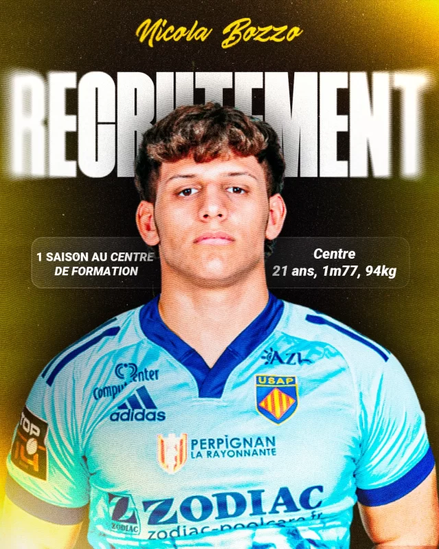 𝐍𝐎𝐔𝐕𝐄𝐋𝐋𝐄 𝐒𝐈𝐆𝐍𝐀𝐓𝐔𝐑𝐄 ✍🏻

Le Sporting Club Albigeois est heureux d’annoncer l’arrivée de 𝐍𝐢𝐜𝐨𝐥𝐚 𝐁𝐨𝐳𝐳𝐨 !
Espoir de l’USAP en TOP 14 et titulaire avec l’Italie notamment en Coupe du monde U20 et 6 Nations -20, ce 3/4 centre explosif viendra renforcer notre centre de formation pour continuer sa progression sous les couleurs jaune et noir.

Bienvenue à Albi, Nicola ! 🖤💛
